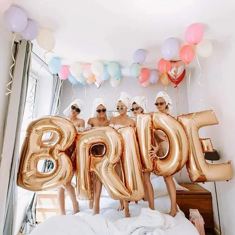 32 Inch Bride To Be Balloon Bachelorette Party Wedding Decorations Rose Gold Silver Bride Letters Foil