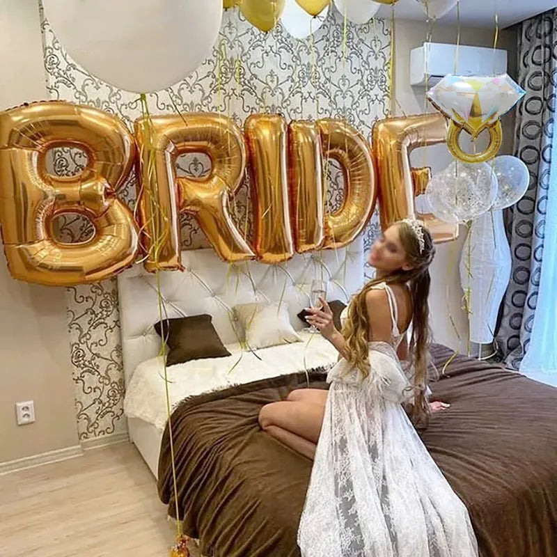 32 Inch Bride To Be Balloon Bachelorette Party Wedding Decorations Rose Gold Silver Bride Letters Foil