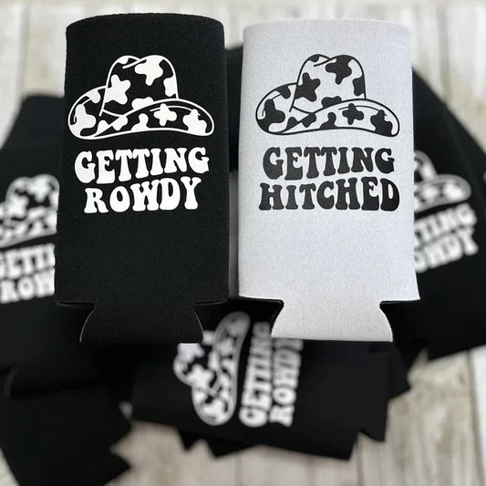 Getting Rowdy Getting Hitched Beer Coozy Nashville Country Bachelorette Party Nash Bash decoration