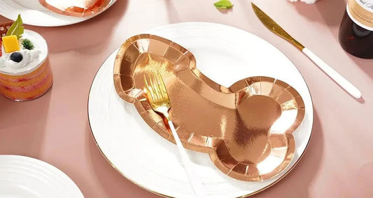 10Pcs Rose Gold Penis Paper Plates Bachelorette Party Supplies Funny Tableware Disposable Wedding Party