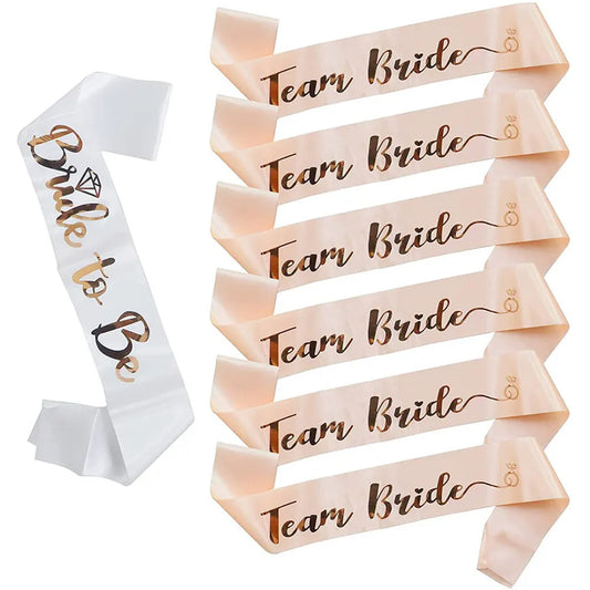 Rose Gold Team Bride-To-Be Satin Sash for Bachelorette Party Decoration Wedding Bridal Shower Decor Supplies