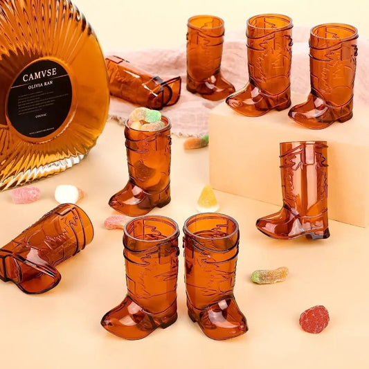 Cowgirl Bachelorette Party Favors | 1 oz Mini Cowboy Boot Drinking Cups (10 Pack)