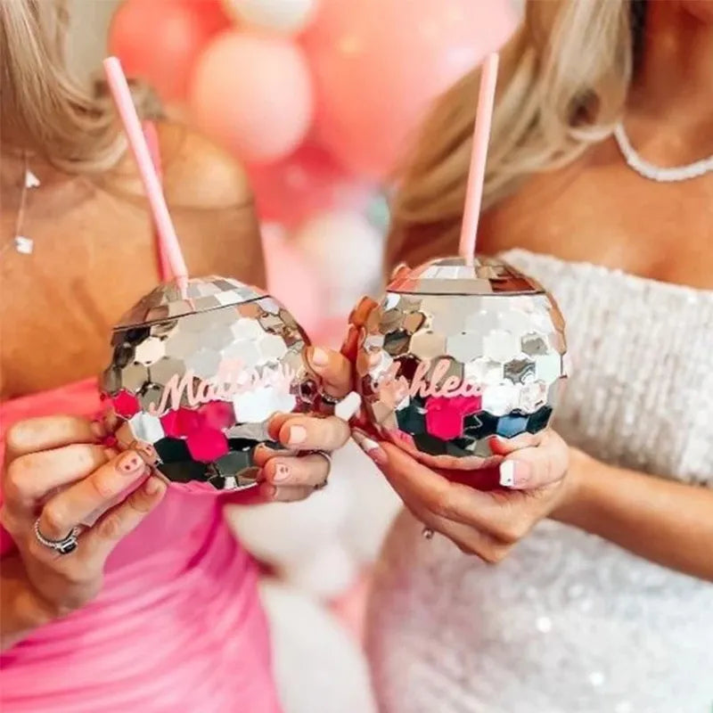 Disco Ball Cup With Straws Wedding Bachelorette Party Cocktail Drink Cups For Bride To Be 580ml