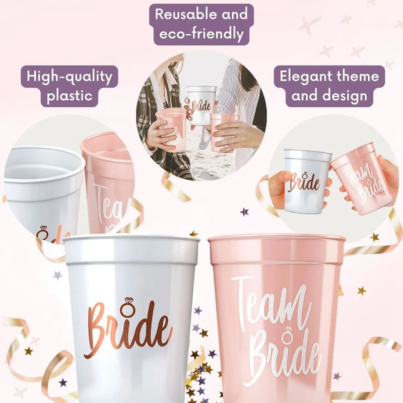 Bachelorette Party Team Bride Plastic Drinking Cups Bridal Shower Hen Party Supplies Decorations